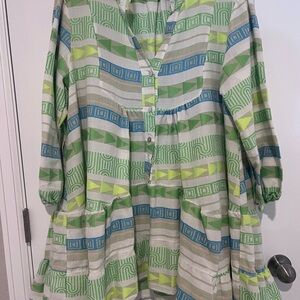 Geometric Green and Blue Women's Mini Dress